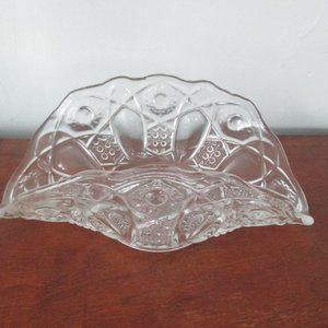 Vintage Cut Glass Fan Shaped Napkin Holder or curved crystal vase